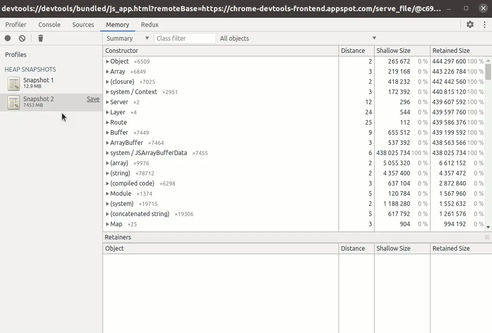 Comparaison des deux snapshots